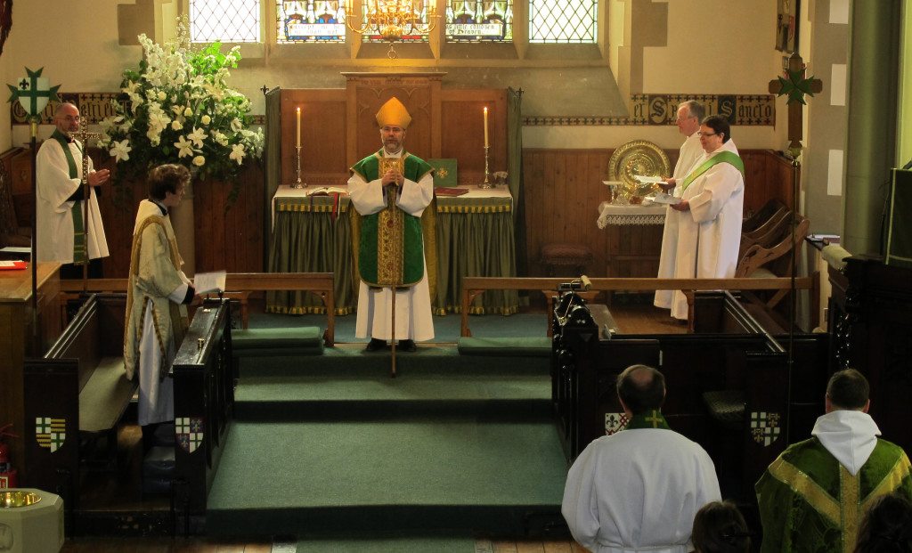 The Right Reverend Dr John Armes, Bishop of Edinburgh, at St Vincent's on 20 June 2015 for the Commissioning of The Reverend Dr Michael Hull as Assistant Priest.