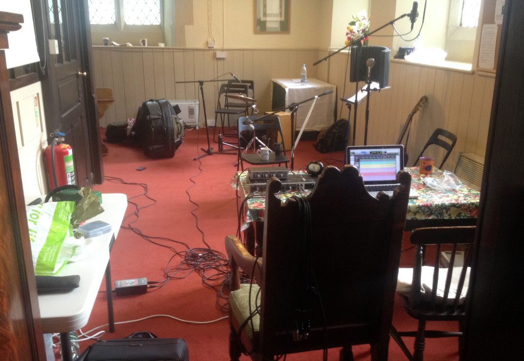 The Refectory set up as a recording studio for two days of Irish Folk Music in June 2015.