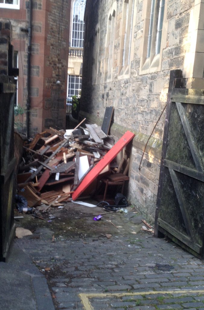 Some of the rubbish to be removed from St Vincent's Undercroft in July 2015.