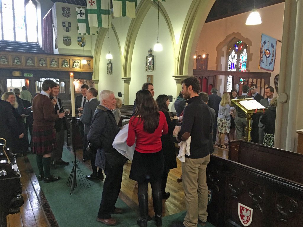 At the reception following the Easter Day service at St Vincent's, 2016