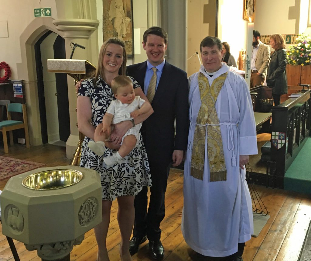 William's baptism on Sunday 24th April 2016 by the Rector of St Vincent's, Canon Allan Maclean