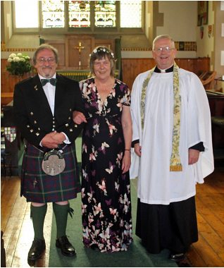 The Marriage of Dr Bruce Durie and Carolyn Becket wedding at St Vincent's on 12th August 2015, conducted by the Reverend Canon Dr Joe Morrow - a family friend who is also Lord Lyon King of Arms.