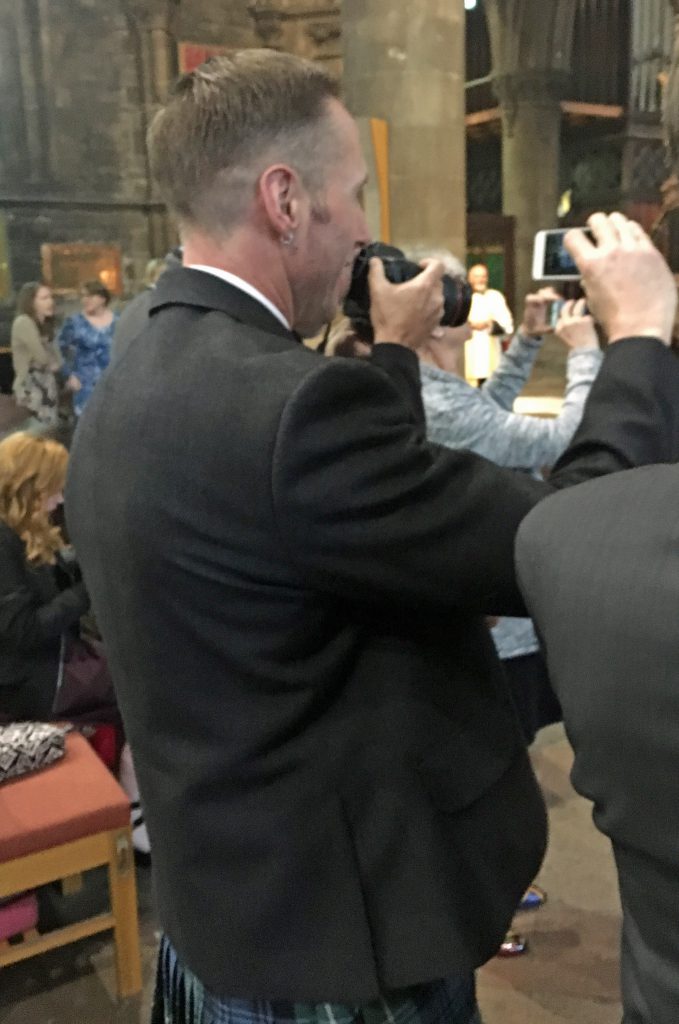 Oliver's husband Joe taking photographs in the Cathedral